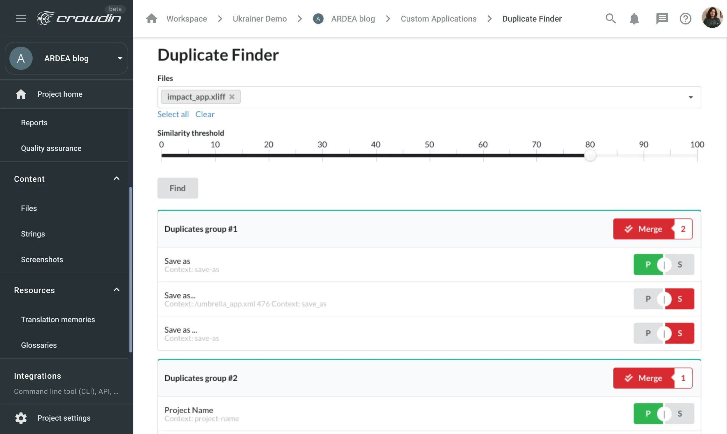Screenshot of the Duplicate Finder productivity app.